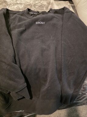 DKNY Sport Black Crewneck Pullover with Branded Neck Tape